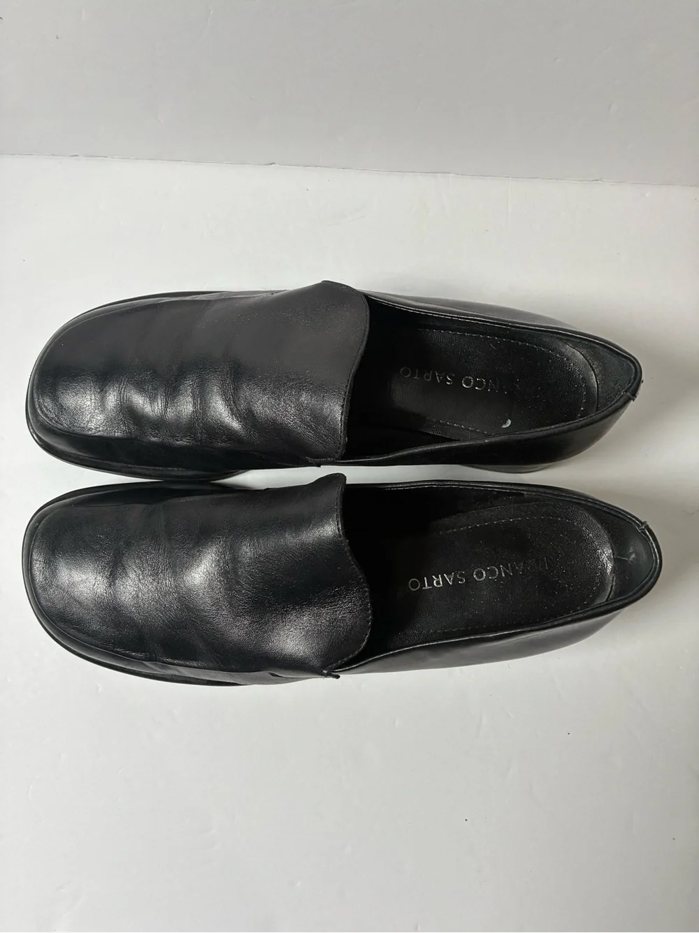 Franco Sarto Black Leather Slip-On Loafers - Picture 3 of 10